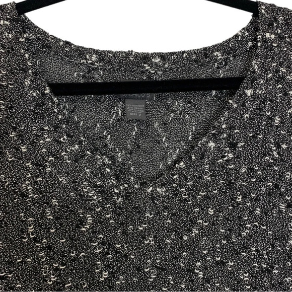 Additions by Chico's Loose Knit Sweater Size 2 Shirt Top Pullover Black White - Picture 2 of 15